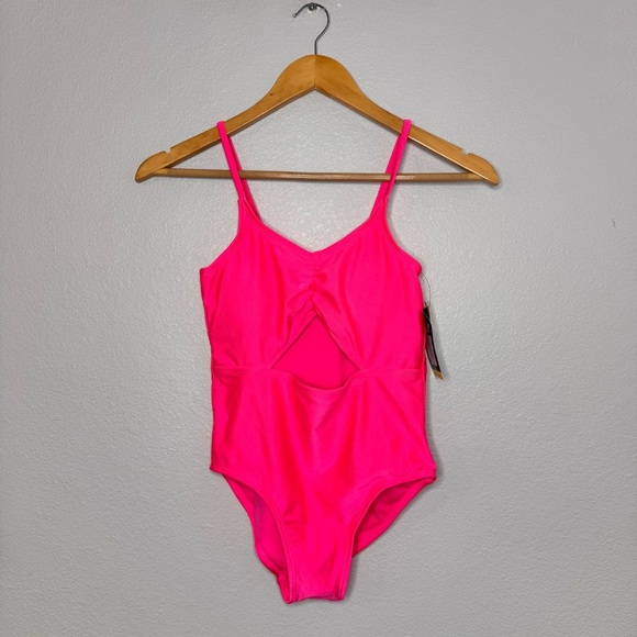 New Kids Art Class Hot Pink Large (10/12) One Piece Swimsuit Adjustable Straps - Picture 2 of 15